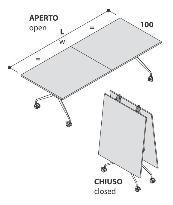 Tavolo Pieghevole Su Ruote L 240 - immagine 2